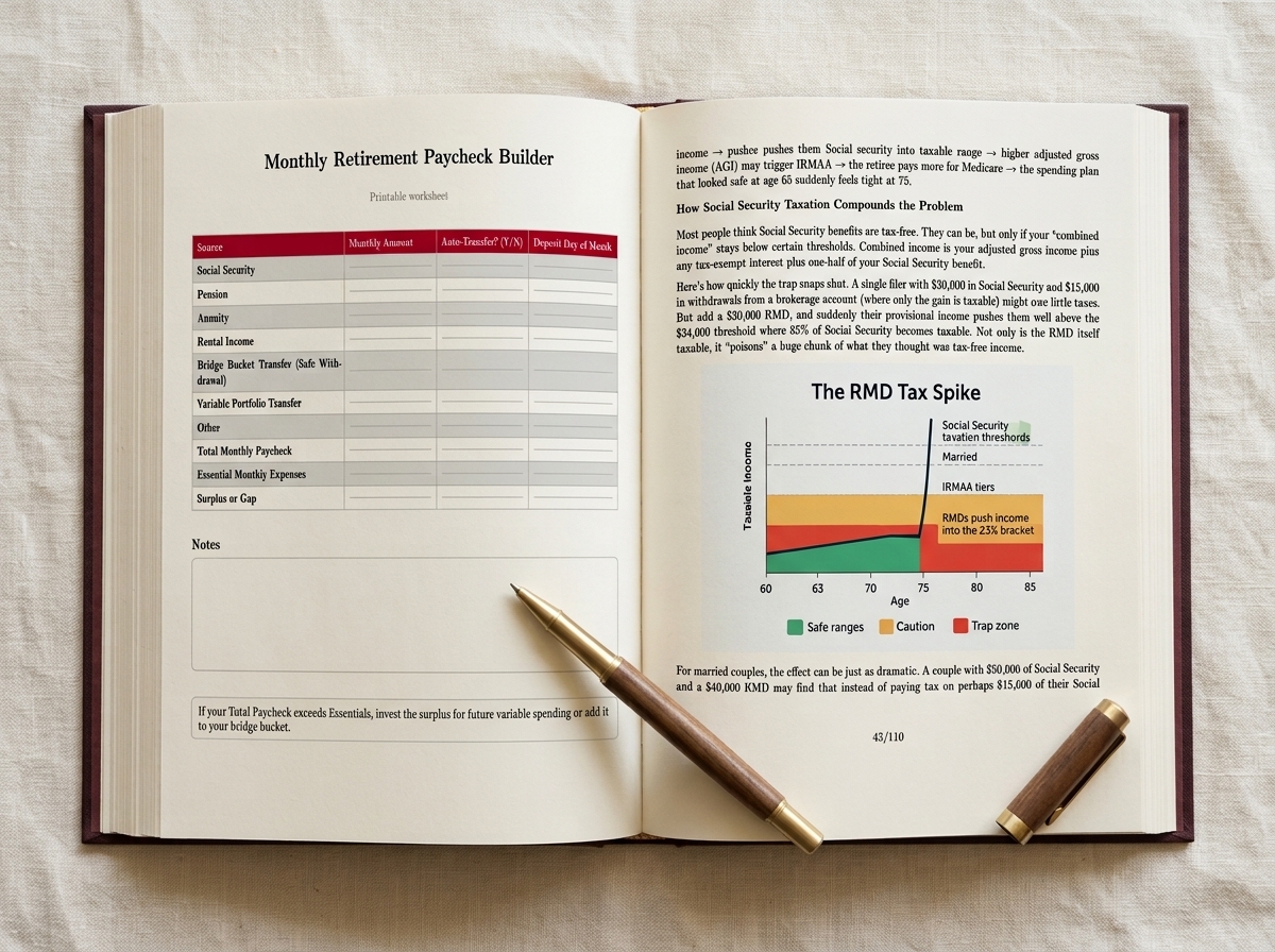 Open book and retirement planning notes